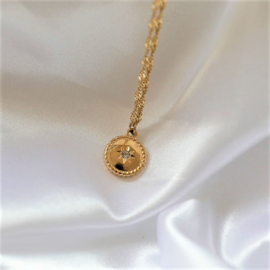 18K Gold Plated Sparkle Circle Necklace