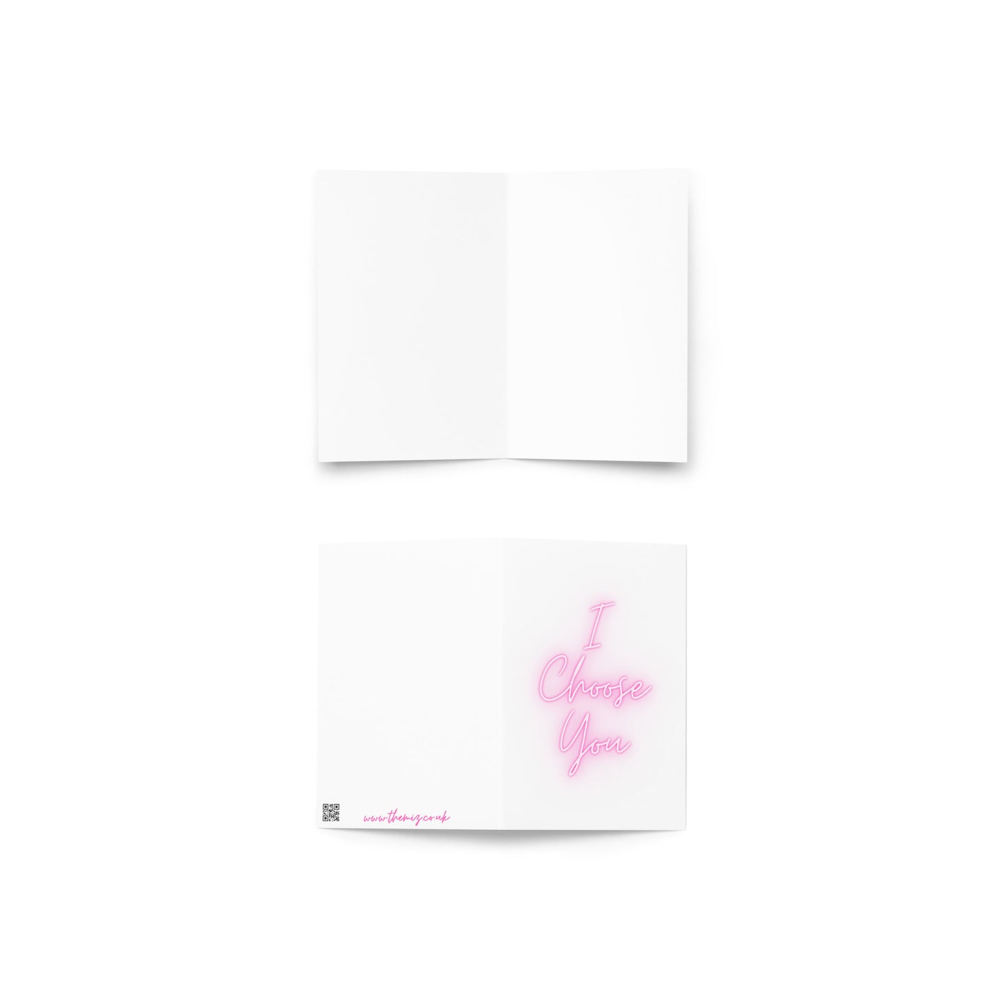 I Choose You Greeting Card on a white surface.