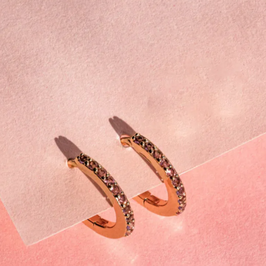 14K Silver Plated Blush Mini Hoops