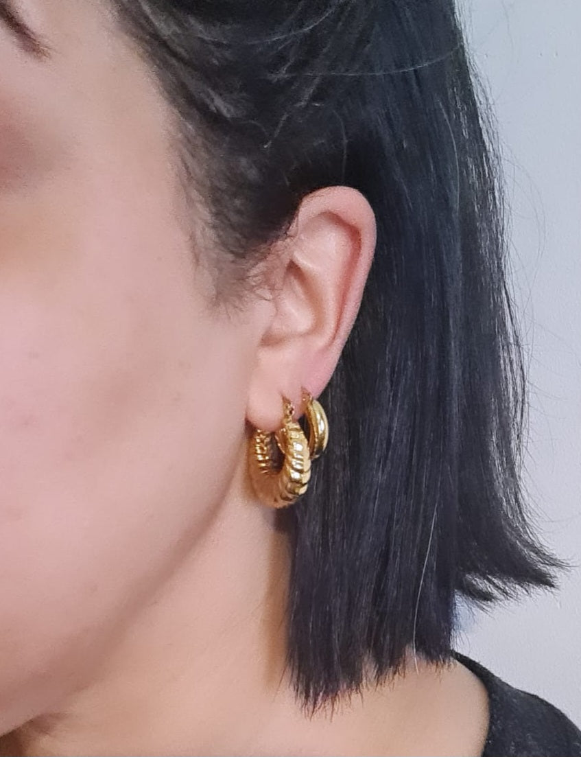 18K Gold-Plated Stainless Steel Hoop Earrings