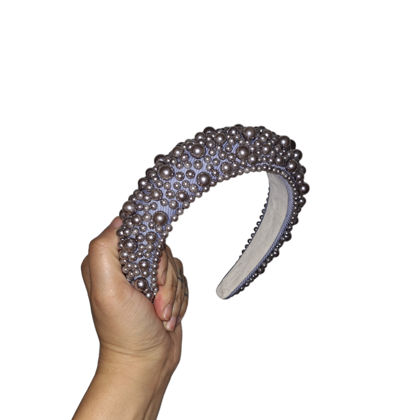 Handmade Silver Grey Baroque Pearl Headband