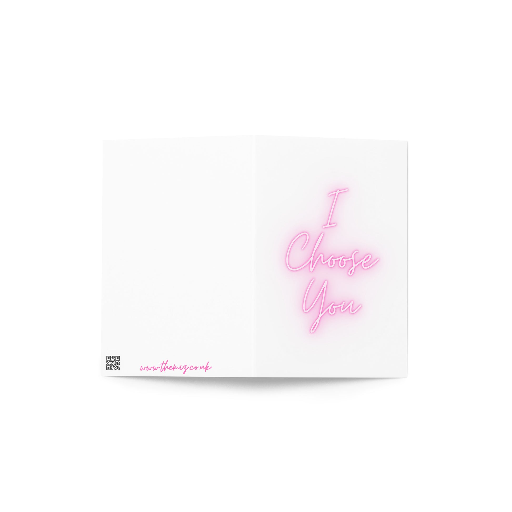 I Choose You Greeting Card on a white surface.