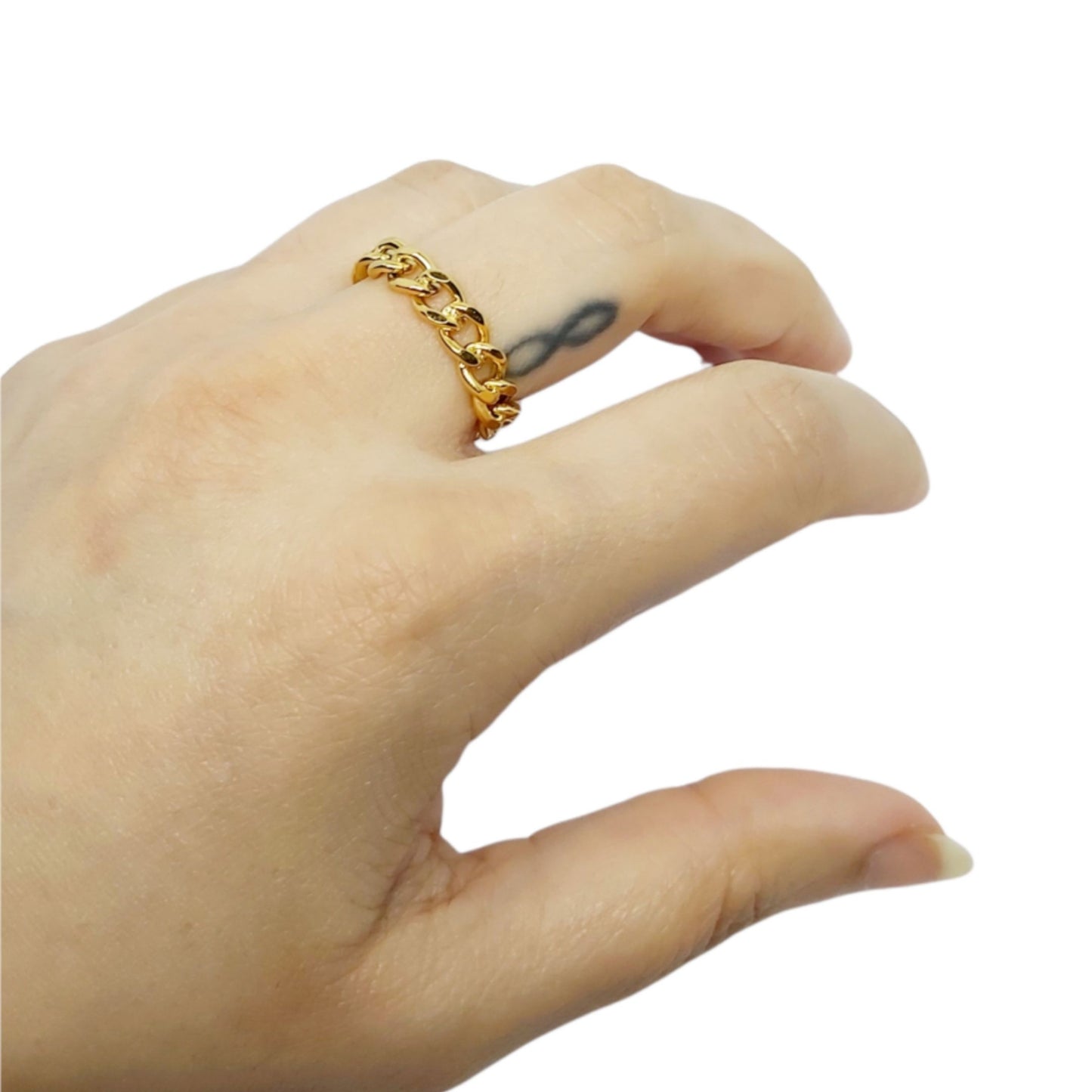 Rockstar Silver Plated Curb Chain Ring