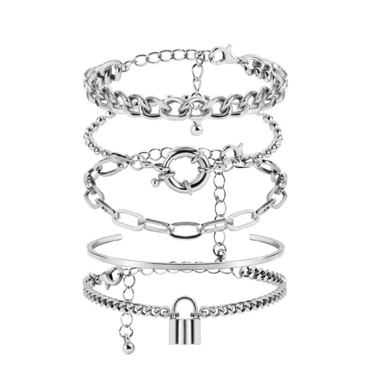 Boho Silver Plated Multi-Pack Bracelet Set