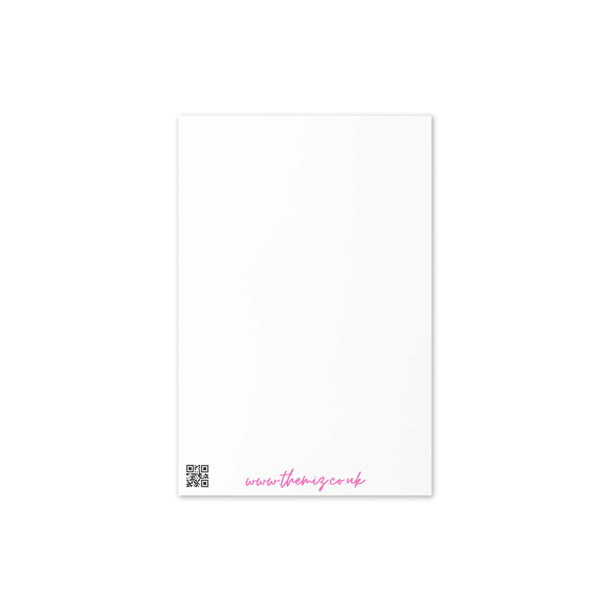 A neon green greeting card with the words You Turn Me On at the front in big bold navy letters. The back of the card is plain white with the brand website at the bottom in pink writing with the barcode scanner also. This also comes with a white envelope.