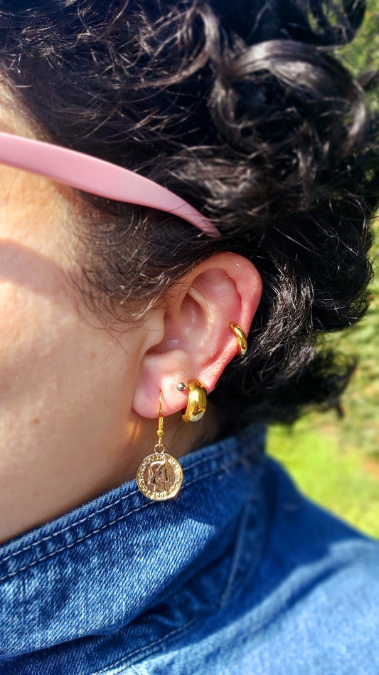 Gold Plated Exotic Coin Drop Earrings